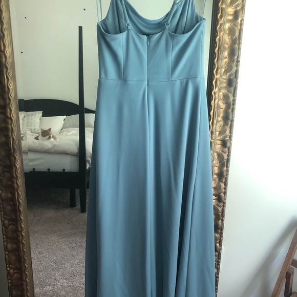 Birdy Grey Ash cowl neck crepe dress in dusty blue - Picture 3 of 6